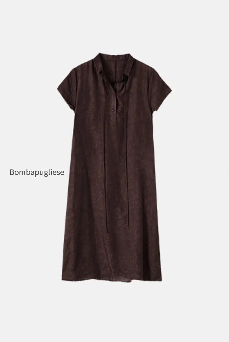 linen-blend-jacquard-a-line-shirt-dress-in-brown