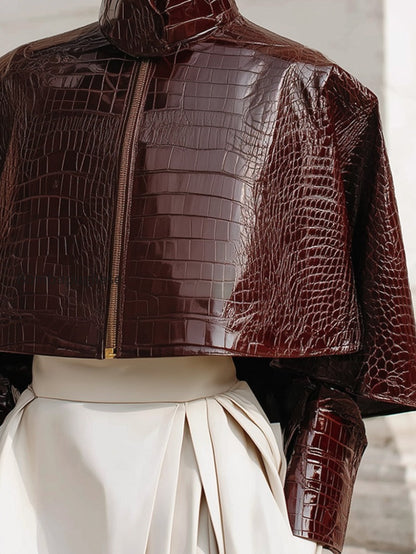 minimalist-cape-collar-glossy-crocodile-eco-leather-jacket
