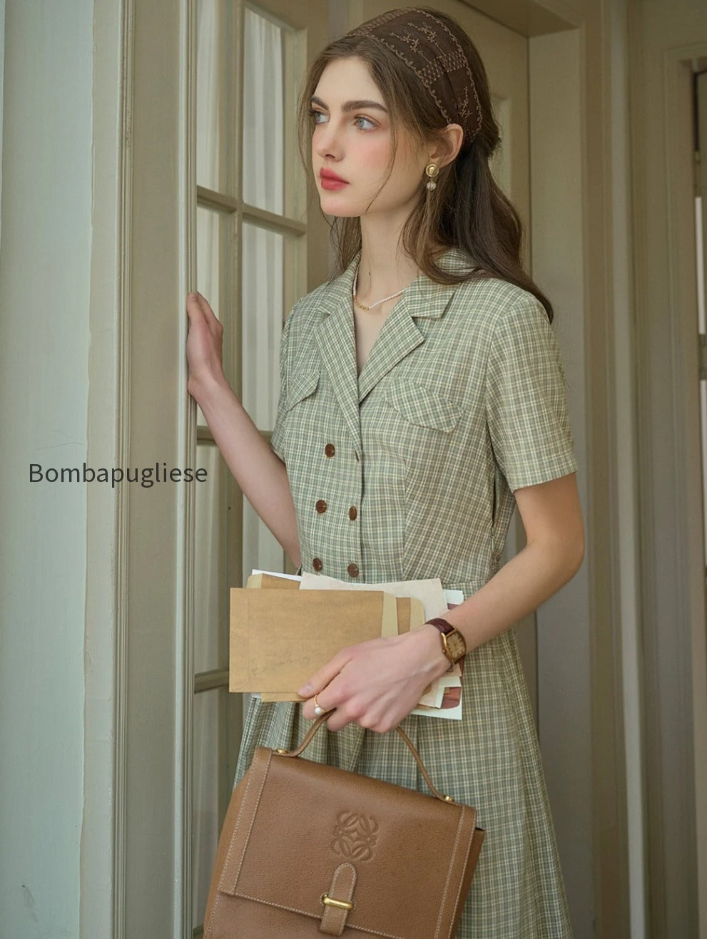 elena-v-neck-lapel-plaid-dress