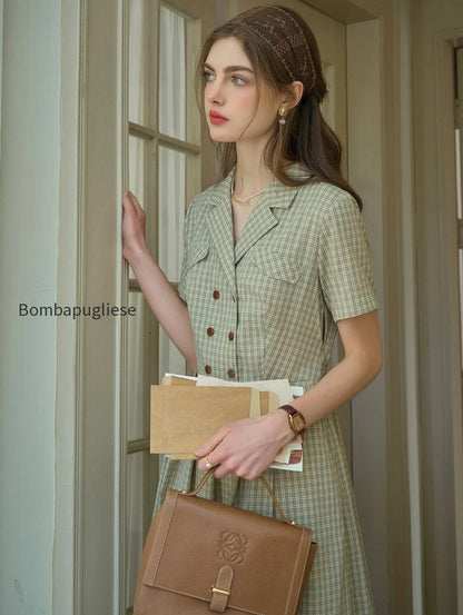 elena-v-neck-lapel-plaid-dress