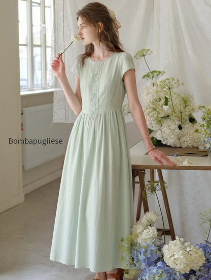 malia-round-neck-lace-embroidered-100-cotton-dress-green