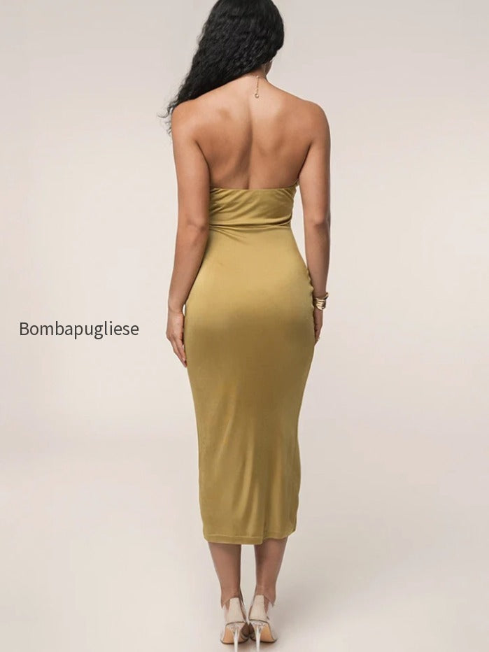cutout-chain-metal-halter-midi-dress