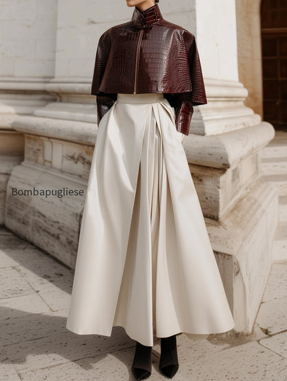 minimalist-cape-collar-glossy-crocodile-eco-leather-jacket