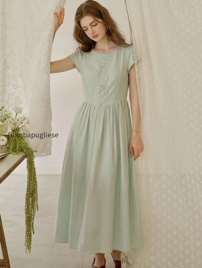 malia-round-neck-lace-embroidered-100-cotton-dress-green