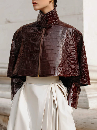 minimalist-cape-collar-glossy-crocodile-eco-leather-jacket