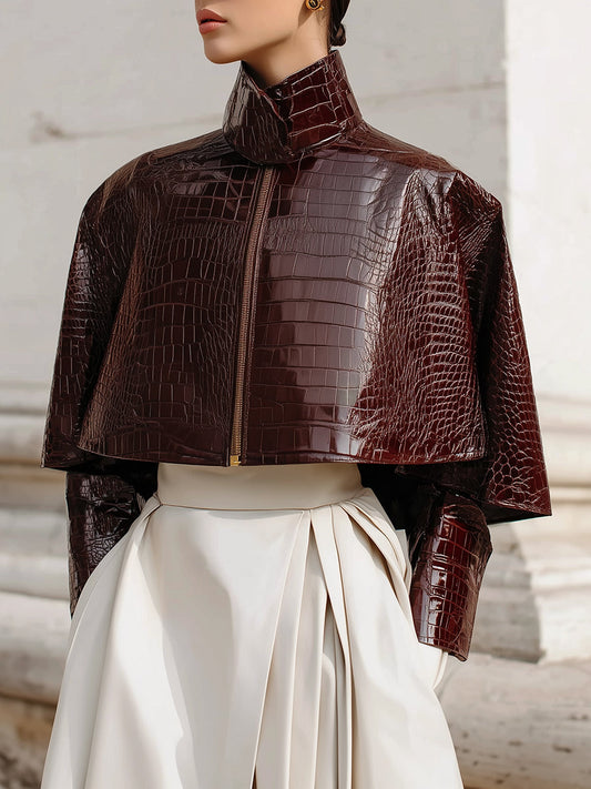minimalist-cape-collar-glossy-crocodile-eco-leather-jacket