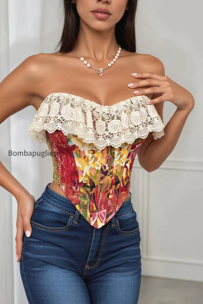 art-print-lace-panel-boned-vintage-jacquard-cami-blouse