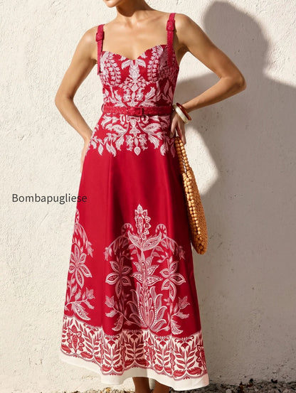 baroque-floral-print-belted-cami-maxi-dress
