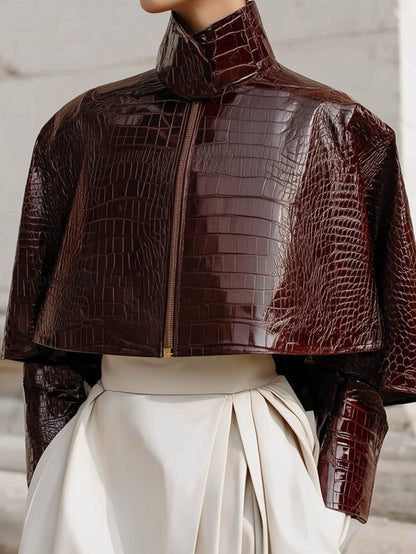 minimalist-cape-collar-glossy-crocodile-eco-leather-jacket