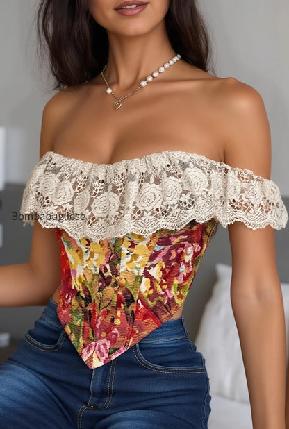 art-print-lace-panel-boned-vintage-jacquard-cami-blouse