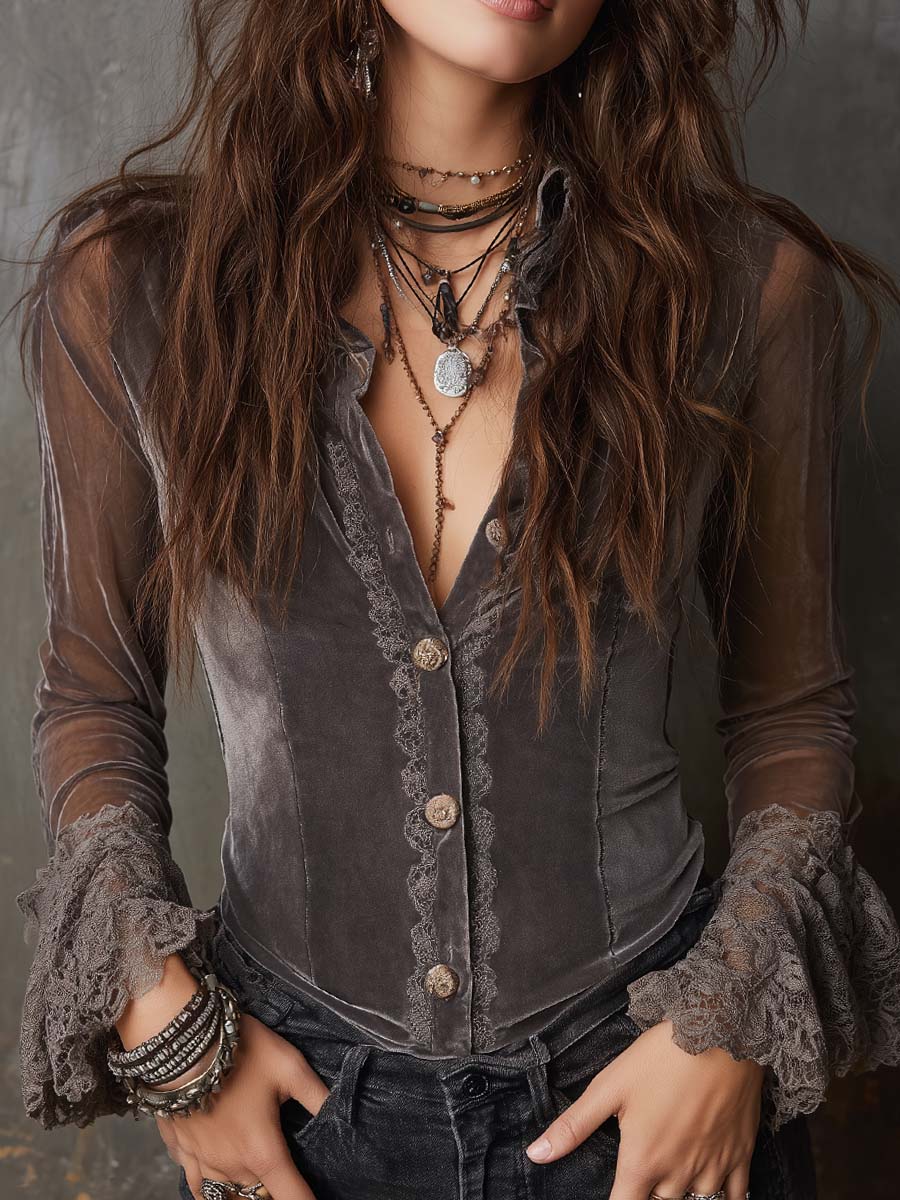 vintage-polyester-velvet-sheer-sleeves-lace-trim-blouse-xuwf