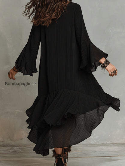elegant-asymmetric-ruffle-black-boho-midi-dress-las3