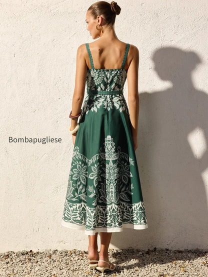 baroque-floral-print-belted-cami-maxi-dress