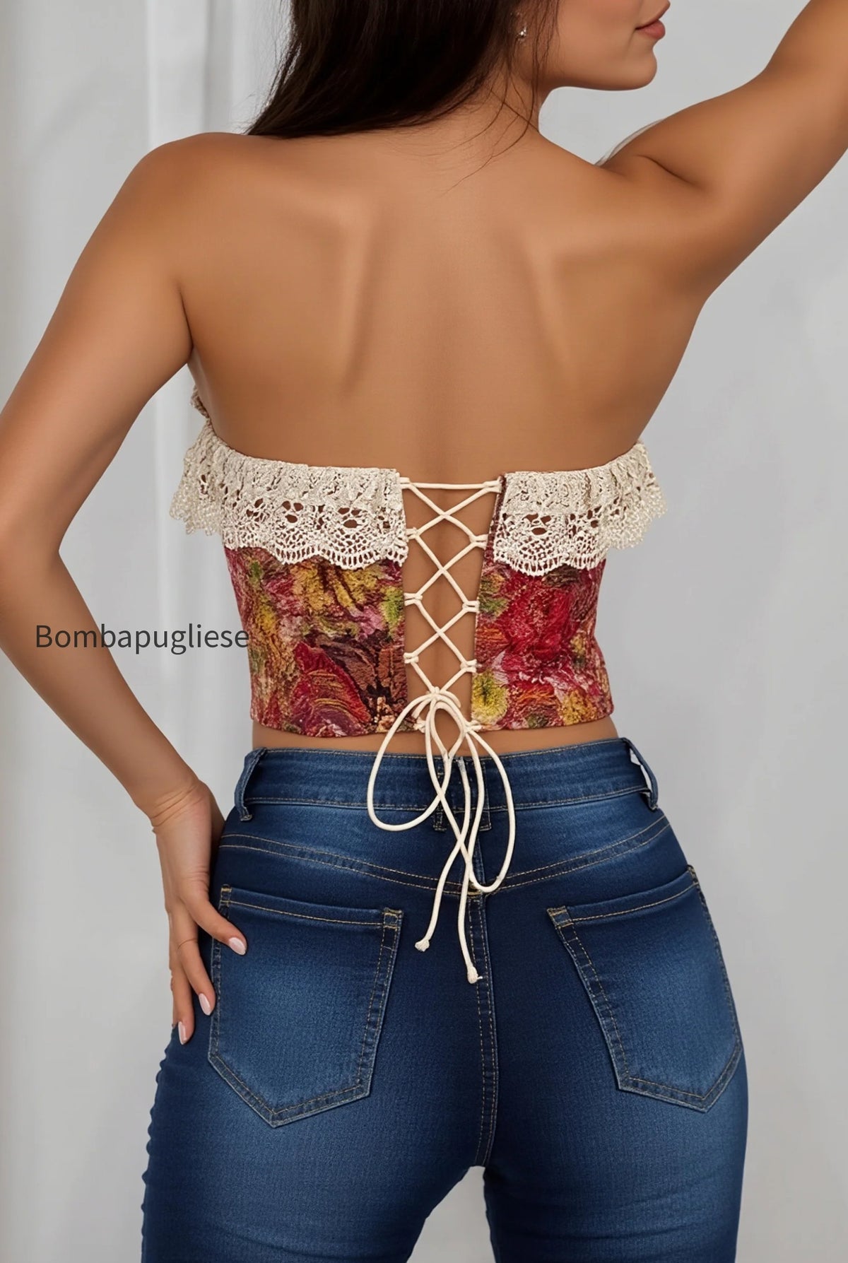 art-print-lace-panel-boned-vintage-jacquard-cami-blouse